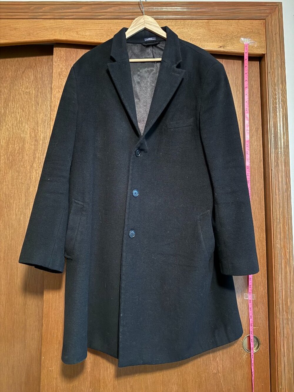 Stafford Signature Men's 50R Black Wool Blend Top Coat Overcoat Classic Fit